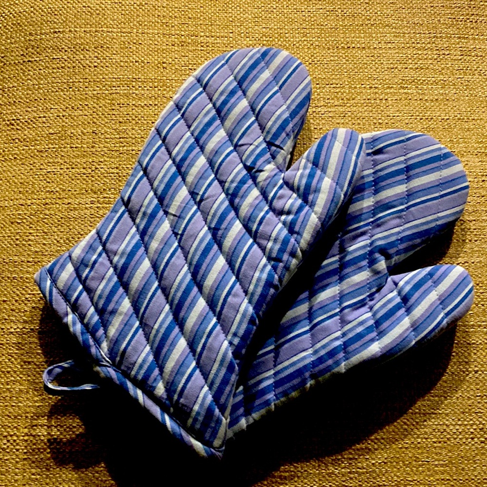 Crate & Barrel Dejeuner Oven Mitt Blue